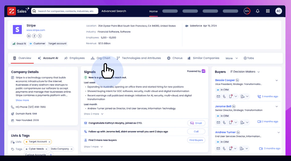 screenshot of ZoomInfo Copilot